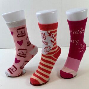 Your Missing Sock Set 3 Valentine-Themed Pink Red Crew Socks